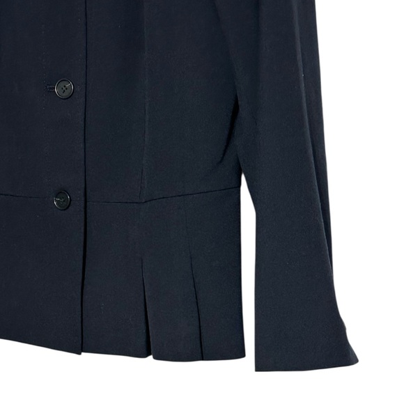 Ann Taylor NWT The Pleated Crewneck Navy Buttoned Jacket in Seasonal Stretch - Picture 7 of 12